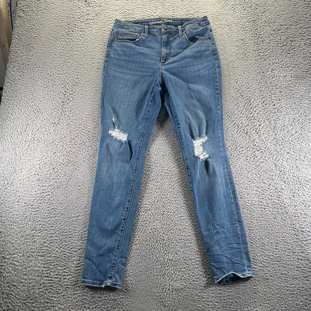 Universal Thread Jeans Womens 10 Blue Denim Skinny High-Rise Curvy Distressed